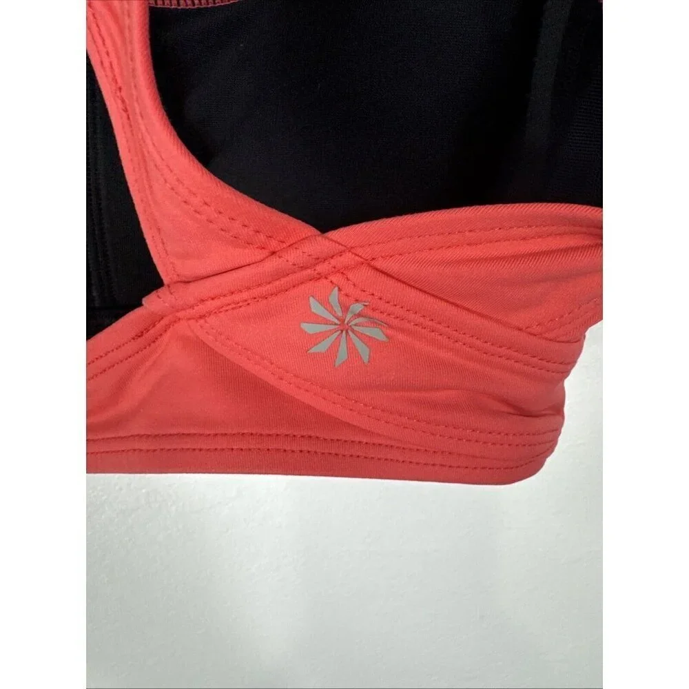 Athleta Women's M‎ Racerback Cutout Back Removable Pads Sports Bra Coral